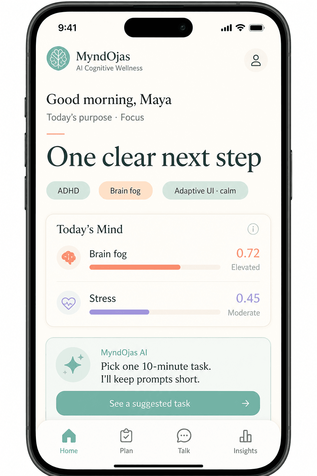 Today’s Mind check-in on phone